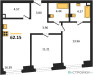 Планировка двухкомнатной(квартира) площадью 62.15 квадратных метров в “ЖК "Гранд Фили"”