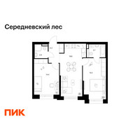 Планировка двухкомнатной(квартира) площадью 60.5 квадратных метров в “ЖК Середневский лес”