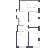 Планировка трехкомнатной(квартира) площадью 72.1 квадратных метров в “ЖК Квартал Строгино”