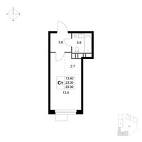 Планировка студии(квартира) площадью 23.3 квадратных метров в “ЖК Легенда Марусино”
