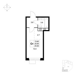 Планировка студии(квартира) площадью 23.3 квадратных метров в ЖК “ЖК Легенда Марусино”