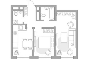 Планировка двухкомнатной(квартира) площадью 53.48 квадратных метров в “ЖК Живописный”