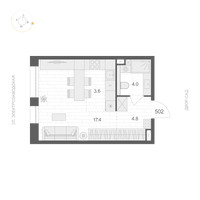 Планировка студии(апартаменты) площадью 29.8 квадратных метров в “ЖК ARTEL (Артель)”