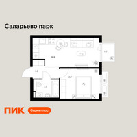 Планировка однокомнатной(квартира) площадью 35.2 квадратных метров в “ЖК Саларьево парк”