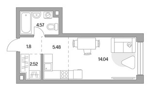 Планировка студии(квартира) площадью 28.41 квадратных метров в “ЖК MYPRIORITY Mnevniki (Май Приорити Мневники)”