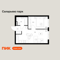 Планировка однокомнатной(квартира) площадью 35.6 квадратных метров в “ЖК Саларьево парк”