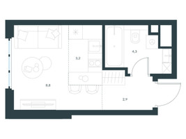 Планировка студии(квартира) площадью 19.2 квадратных метров в “ЖК Level Южнопортовая”