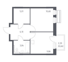 Планировка однокомнатной(квартира) площадью 36.15 квадратных метров в ЖК “ЖК Рублевский Квартал”
