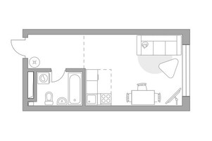 Планировка студии(квартира) площадью 29.87 квадратных метров в “ЖК Тринити”