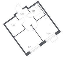 Планировка однокомнатной(квартира) площадью 35.84 квадратных метров в “ЖК Молжаниново”