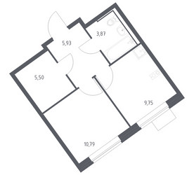 Планировка однокомнатной(квартира) площадью 35.84 квадратных метров в ЖК “ЖК Молжаниново”