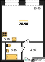 Планировка студии(квартира) площадью 29.3 квадратных метров в “ЖК Пушкино Град”