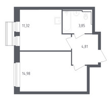 Планировка однокомнатной(квартира) площадью 34.96 квадратных метров в “ЖК Рублевский Квартал”