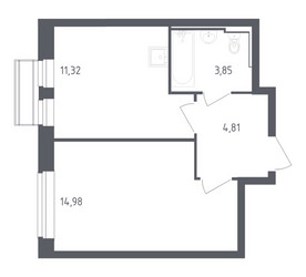 Планировка однокомнатной(квартира) площадью 34.96 квадратных метров в ЖК “ЖК Рублевский Квартал”
