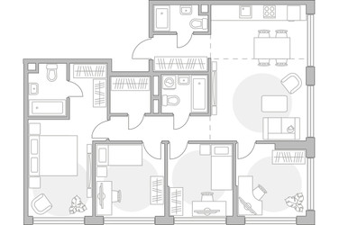 Планировка 4+ комнатной(квартира) площадью 99.71 квадратных метров в ЖК “ЖК MYPRIORITY Mnevniki (Май Приорити Мневники)”