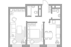 Планировка двухкомнатной(квартира) площадью 54.28 квадратных метров в “ЖК Живописный”