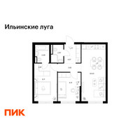 Планировка двухкомнатной(квартира) площадью 55.76 квадратных метров в “ЖК Ильинские луга”