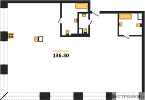 Планировка трехкомнатной(квартира) площадью 136.3 квадратных метров в “ЖК Luzhniki Collection (Коллекция Лужники)”