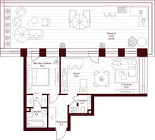 Планировка однокомнатной(квартира) площадью 65.7 квадратных метров в “ЖК Дом 7 Даниловский”