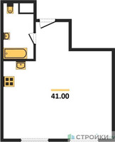 Планировка однокомнатной(апартаменты) площадью 41 квадратных метров в “ЖК Nametkin Tower (Наметкин Тауэр)”