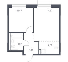 Планировка однокомнатной(квартира) площадью 38.28 квадратных метров в “ЖК Новое Внуково”