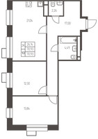 Планировка двухкомнатной(квартира) площадью 70.9 квадратных метров в “ЖК Новая Ивантеевка”