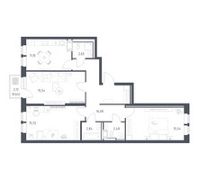 Планировка трехкомнатной(квартира) площадью 82.59 квадратных метров в “ЖК Большое Путилково”