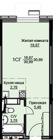 Планировка студии(квартира) площадью 31.2 квадратных метров в “ЖК Соболевка”