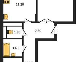 Планировка двухкомнатной(квартира) площадью 60.7 квадратных метров в ЖК “ЖК Школьный”
