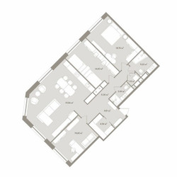 Планировка 4+ комнатной(апартаменты) площадью 121.36 квадратных метров в ЖК “ЖК D'ORO MILLE (Доро Милле)”