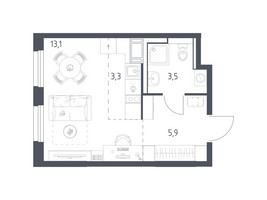 Планировка студии(квартира) площадью 25.9 квадратных метров в “ЖК Мытищи Парк”