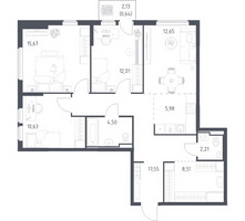 Планировка трехкомнатной(квартира) площадью 90.35 квадратных метров в “ЖК Остафьево”