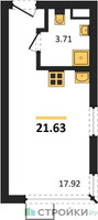 Планировка студии(квартира) площадью 21.63 квадратных метров в “ЖК Citimix (СитиМикс)”