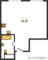 Планировка однокомнатной(апартаменты) площадью 41.1 квадратных метров в ЖК “ЖК Nametkin Tower (Наметкин Тауэр)”