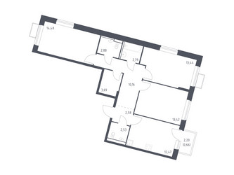 Планировка трехкомнатной(квартира) площадью 79.1 квадратных метров в ЖК “ЖК Молжаниново”