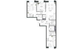 Планировка 4+ комнатной(квартира) площадью 88.1 квадратных метров в “ЖК Михалковский”