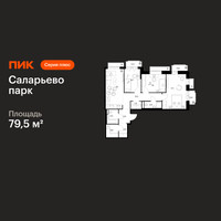 Планировка трехкомнатной(квартира) площадью 79.5 квадратных метров в “ЖК Саларьево парк”