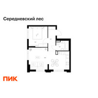 Планировка однокомнатной(квартира) площадью 43.1 квадратных метров в “ЖК Середневский лес”