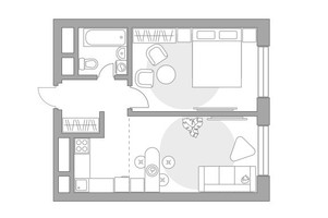 Планировка двухкомнатной(квартира) площадью 41.01 квадратных метров в “ЖК Ильинойс”