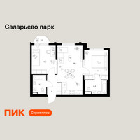 Планировка двухкомнатной(квартира) площадью 53.8 квадратных метров в “ЖК Саларьево парк”