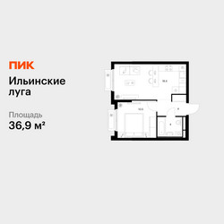 Планировка однокомнатной(квартира) площадью 36.9 квадратных метров в ЖК “ЖК Ильинские луга”
