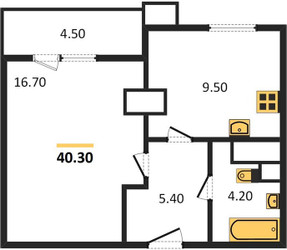 Планировка однокомнатной(квартира) площадью 40.2 квадратных метров в ЖК “ЖК Парк Легенд 2”