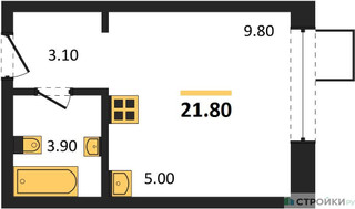 Планировка студии(квартира) площадью 21.8 квадратных метров в “ЖК Никольский квартал Отрада”