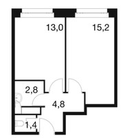 Планировка однокомнатной(квартира) площадью 37.2 квадратных метров в “ЖК Идеал”