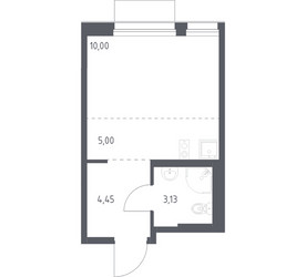 Планировка студии(квартира) площадью 22.58 квадратных метров в ЖК “ЖК Новое Внуково”