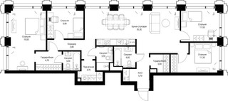 Планировка 4+ комнатной(квартира) площадью 120.7 квадратных метров в “ЖК СЕТ”