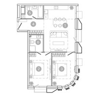 Планировка трехкомнатной(квартира) площадью 76.6 квадратных метров в “ЖК УНО Соколиная гора”