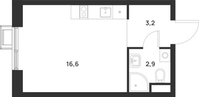 Планировка студии(квартира) площадью 22.7 квадратных метров в ЖК “ЖК Форевиль”