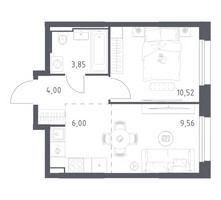 Планировка однокомнатной(квартира) площадью 33.93 квадратных метров в “ЖК Квартал Строгино”