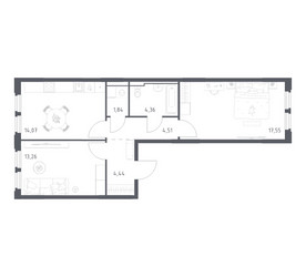 Планировка двухкомнатной(квартира) площадью 60.03 квадратных метров в ЖК “ЖК Космический Квартал”